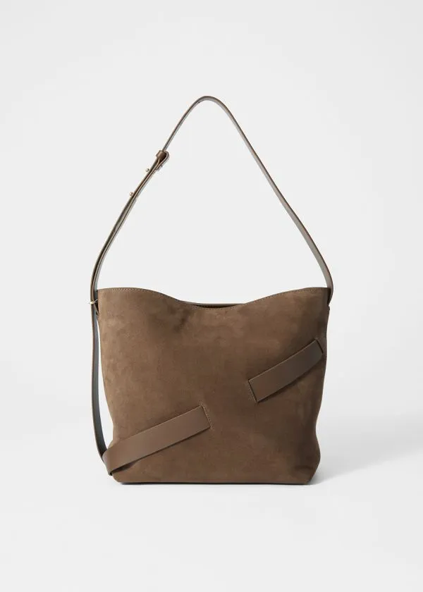 Women Shoulder Bags and Other Stories Suede Bucket Bag Brown Suede