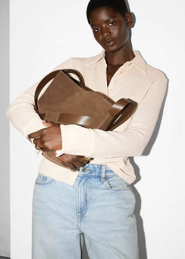 Women Shoulder Bags and Other Stories Suede Bucket Bag Brown Suede
