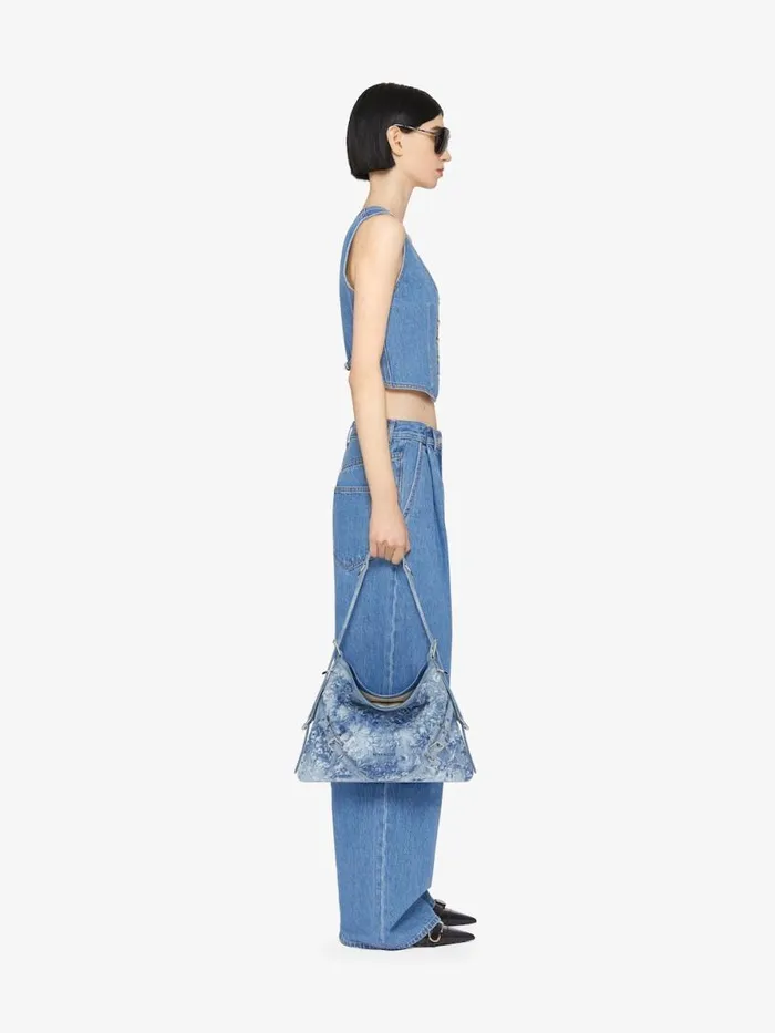 Women Shoulder Bags Givenchy Medium Voyou Bag In Washed Embroidered Denim Medium Blue Women Shoulder Bags Givenchy Medium Voyou Bag In Washed Embroidered Denim Medium Blue