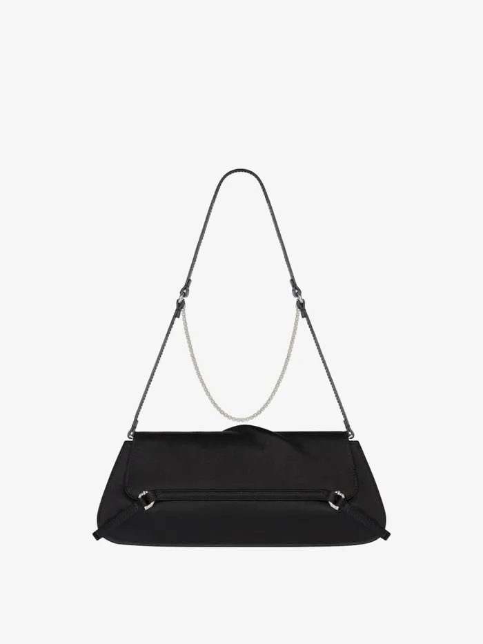 Women Shoulder Bags Givenchy Voyou Clutch Bag In Draped Satin With Floral Ornament Black Women Shoulder Bags Givenchy Voyou Clutch Bag In Draped Satin With Floral Ornament Black