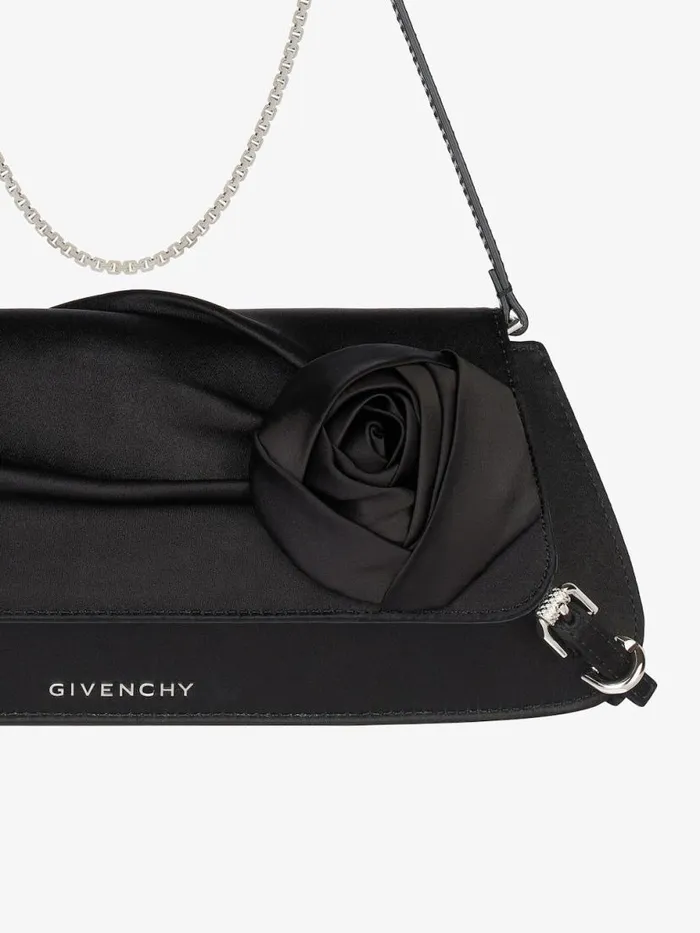 Women Shoulder Bags Givenchy Voyou Clutch Bag In Draped Satin With Floral Ornament Black Women Shoulder Bags Givenchy Voyou Clutch Bag In Draped Satin With Floral Ornament Black
