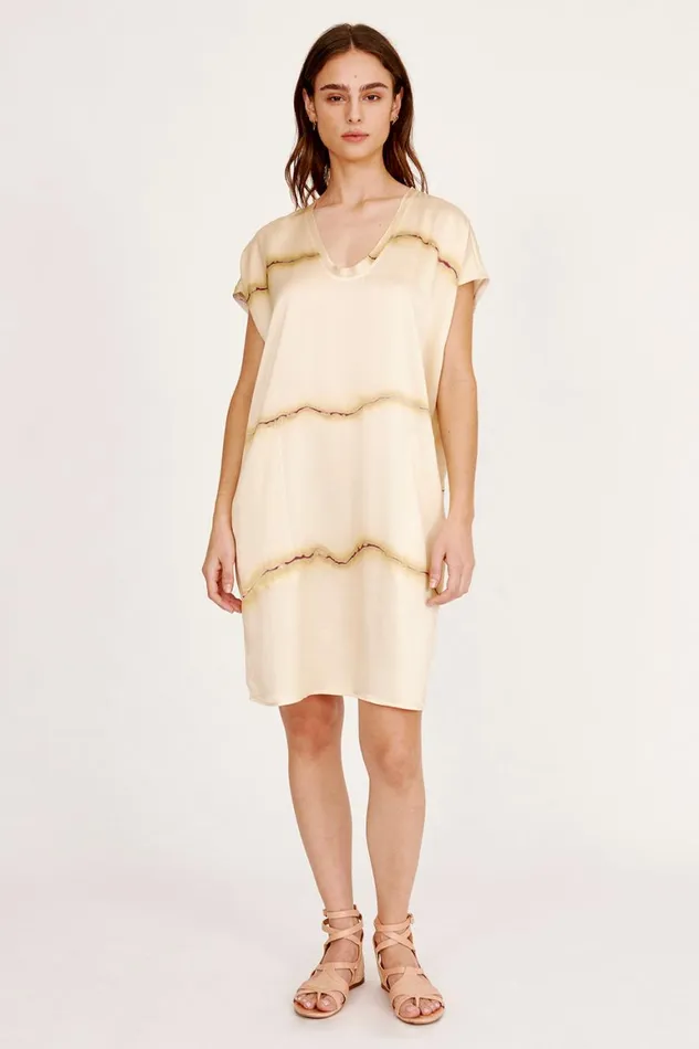 Women Silk Print Butter and Magenta Flores Dress Raquel Allegra Dresses