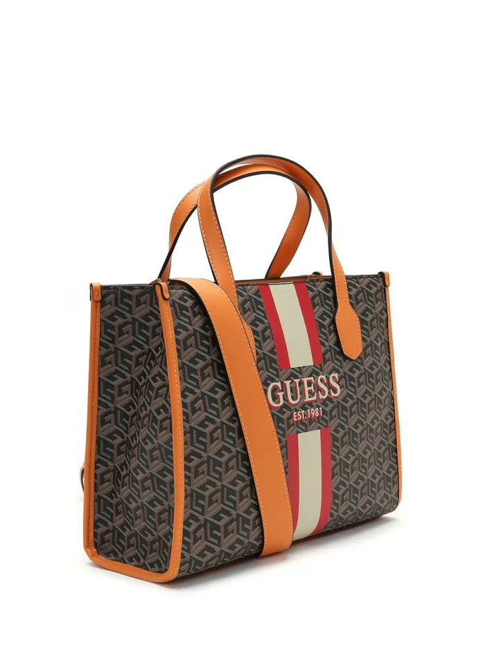 Women Silvana G Cube Tote Black Gold Handbags GUESS Women Silvana G Cube Tote Black Gold Handbags GUESS