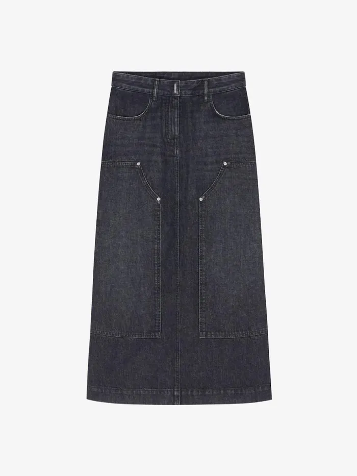 Women Skirts Givenchy Skirt In Denim With Patches Faded Black