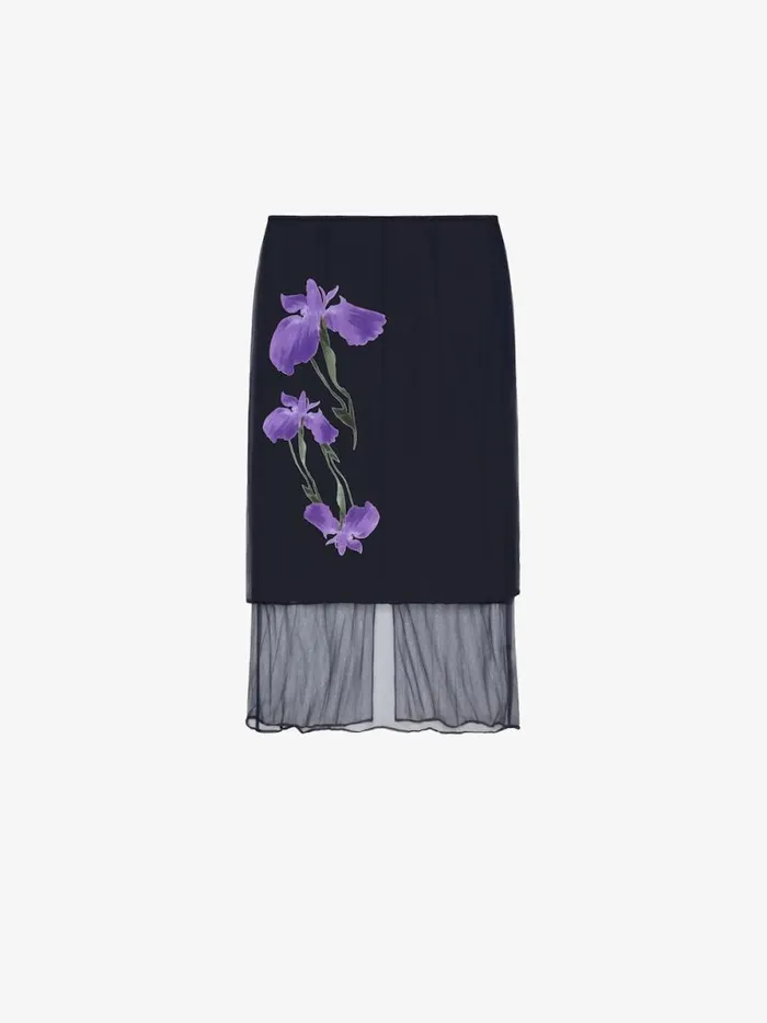 Women Skirts Givenchy Skirt In Floral Dvor Satin Jersey Blackpurple