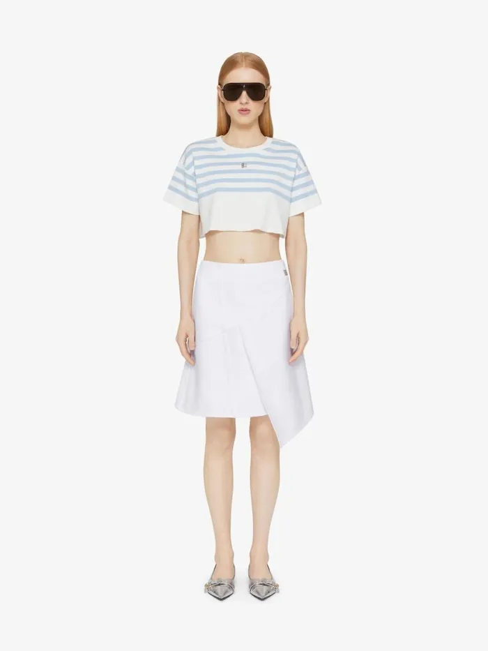 Women Skirts Givenchy Wrap Skirt In Denim With 4G Detail White