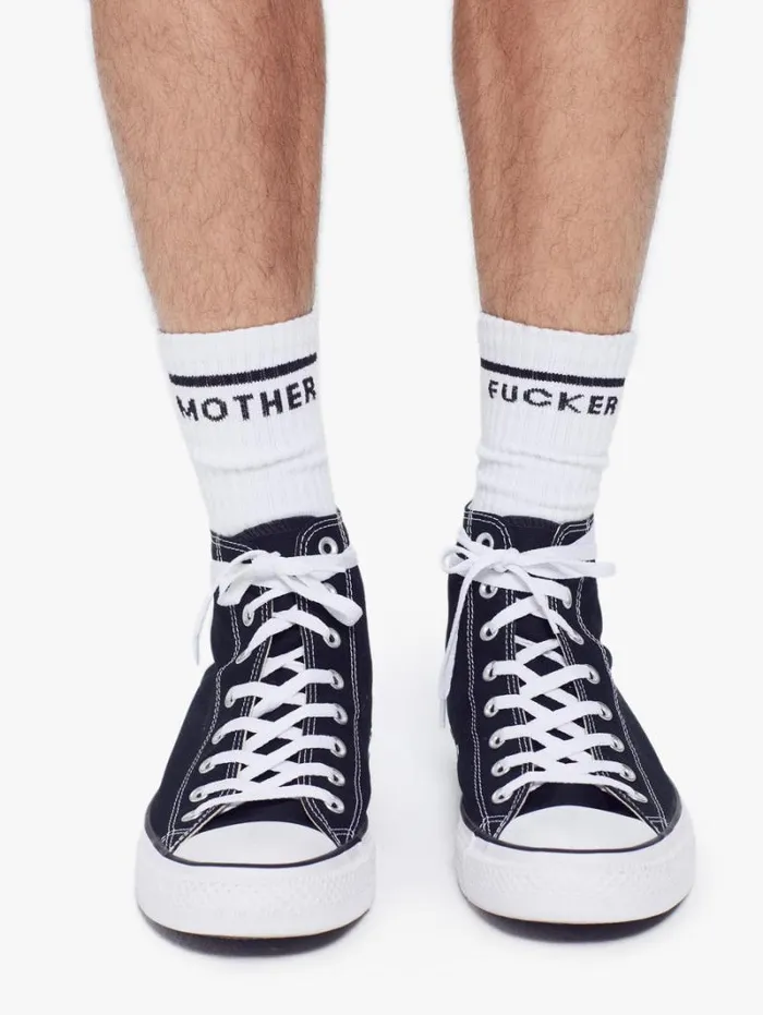 Women Socks Mother Denim One Small Step For Mankind Mf Mens Socks 8211 White