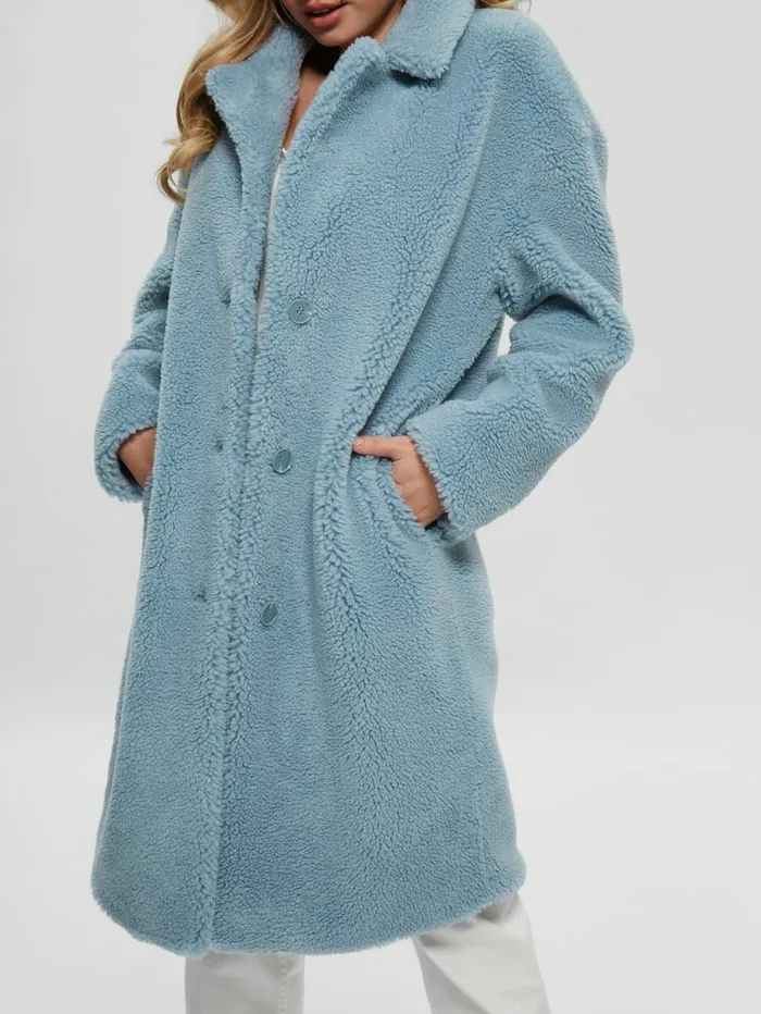 Women Solange FauxFur Coat Waterfall Blue Jackets and Coats GUESS Women Solange FauxFur Coat Waterfall Blue Jackets and Coats GUESS
