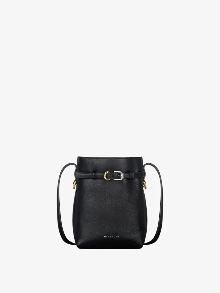 Women Straps and Other Accessories Givenchy Voyou Phone Pouch In Leather Black