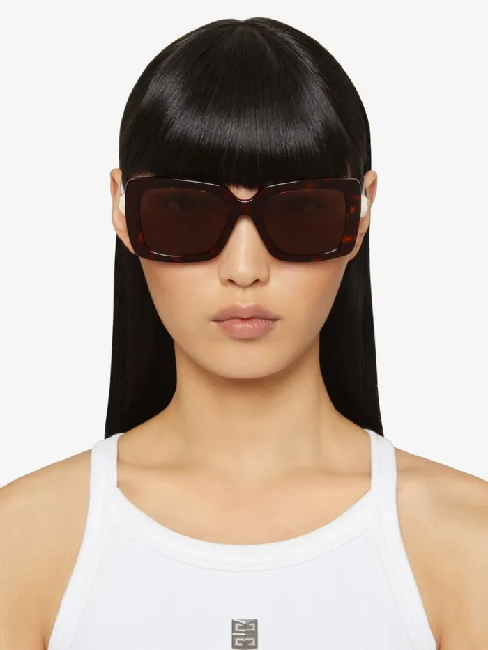 Women Sunglasses Givenchy 4G Pearl Sunglasses In Acetate With Crystals Dark Havanna
