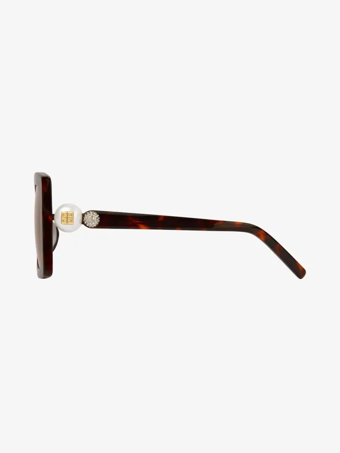 Women Sunglasses Givenchy 4G Pearl Sunglasses In Acetate With Crystals Dark Havanna