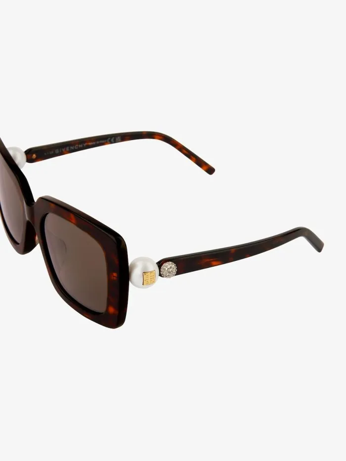 Women Sunglasses Givenchy 4G Pearl Sunglasses In Acetate With Crystals Dark Havanna