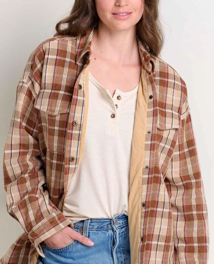 Women Sweaters Jackets and Layers Toad and Co Conifer Shirt Jacket Chai Plaid