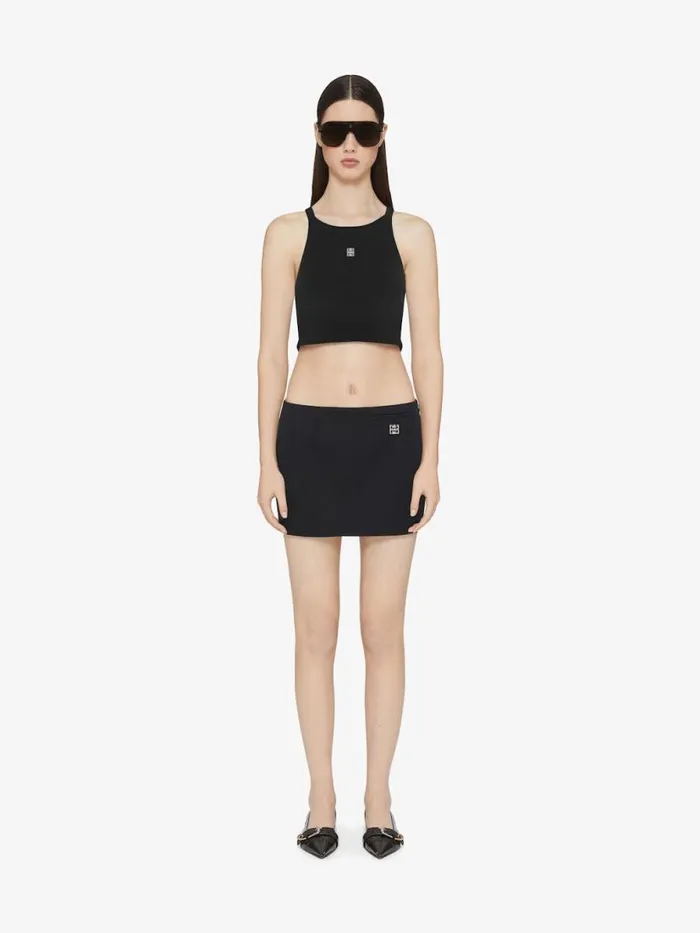 Women TShirts Givenchy Cropped Tank Top In Cotton With 4G Detail Black