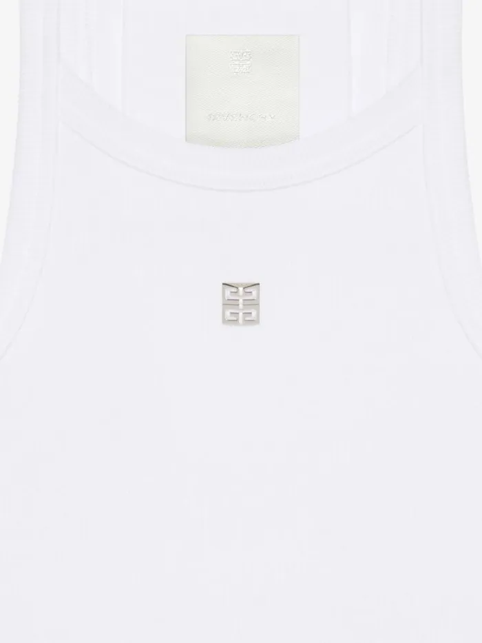 Women TShirts Givenchy Cropped Tank Top In Cotton With 4G Detail White