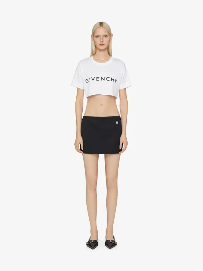Women TShirts Givenchy GIVENCHY Archetype Cropped Tshirt In Cotton White