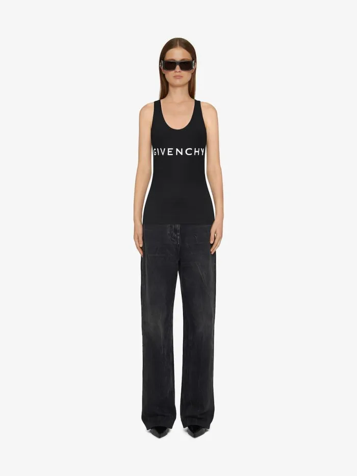 Women TShirts Givenchy GIVENCHY Archetype Slim Fit Tank Top In Cotton Black