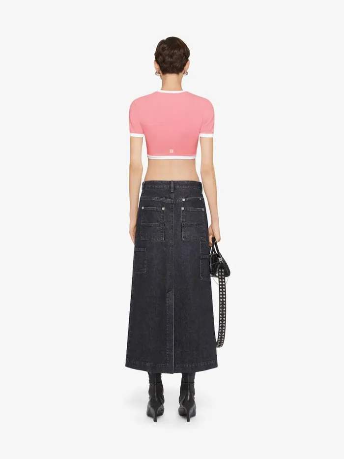 Women TShirts Givenchy GIVENCHY Cropped Tshirt In Cotton Flamingo