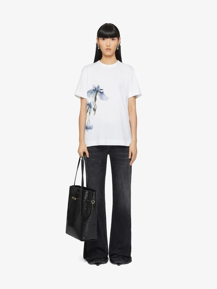 Women TShirts Givenchy Printed Tshirt In Cotton White