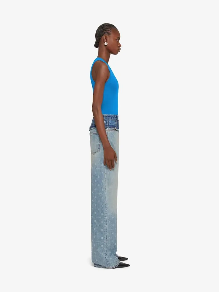 Women TShirts Givenchy Slim Fit Tank Top In Cotton With 4G Detail Moroccan Blue