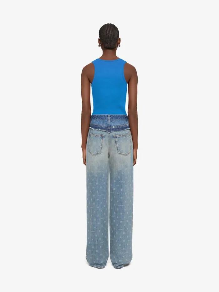 Women TShirts Givenchy Slim Fit Tank Top In Cotton With 4G Detail Moroccan Blue