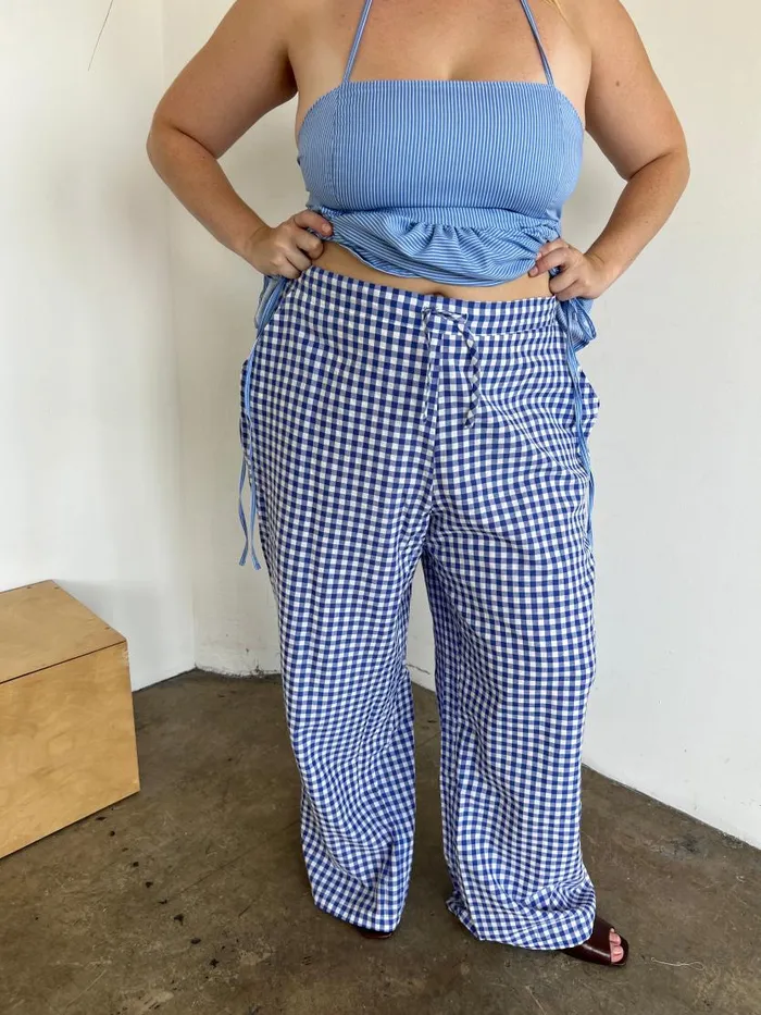 Women The Perfect Pant Blue Gingham Lisa Says Gah Bottoms