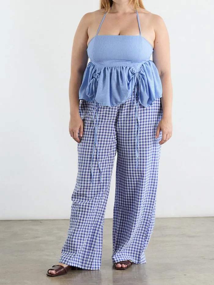 Women The Perfect Pant Blue Gingham Lisa Says Gah Bottoms