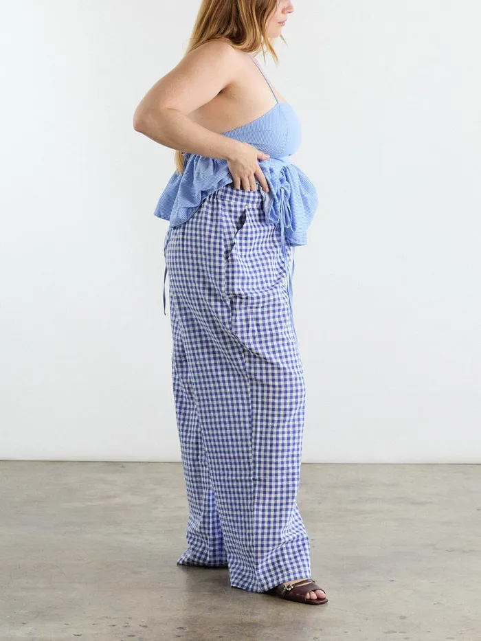 Women The Perfect Pant Blue Gingham Lisa Says Gah Bottoms