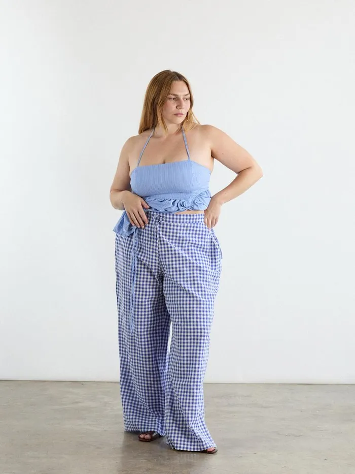 Women The Perfect Pant Blue Gingham Lisa Says Gah Bottoms