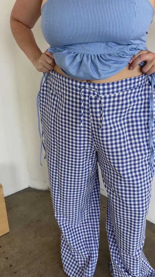 Women The Perfect Pant Blue Gingham Lisa Says Gah Bottoms