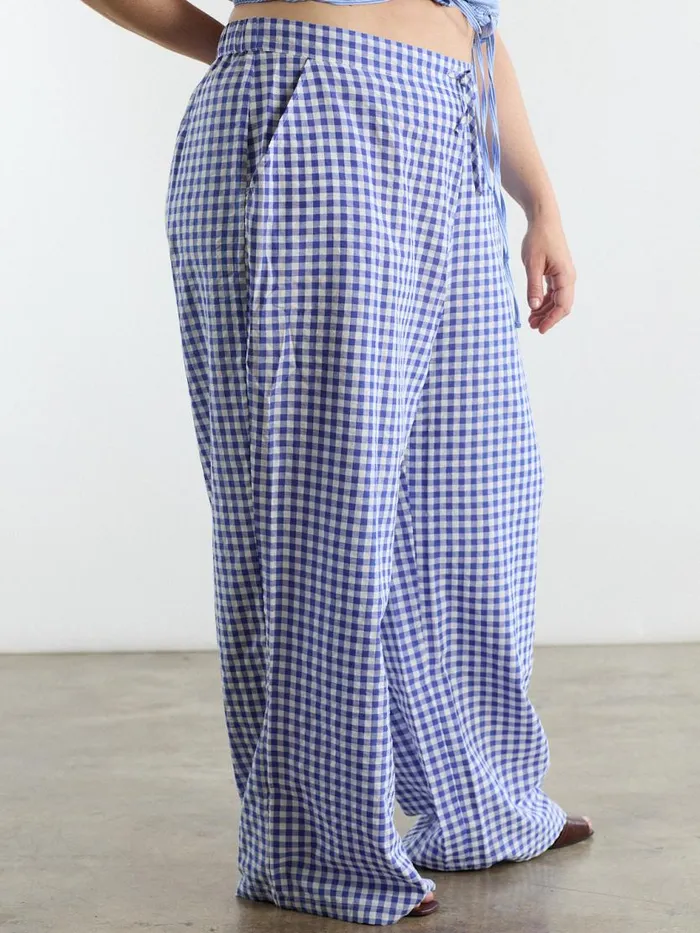 Women The Perfect Pant Blue Gingham Lisa Says Gah Bottoms
