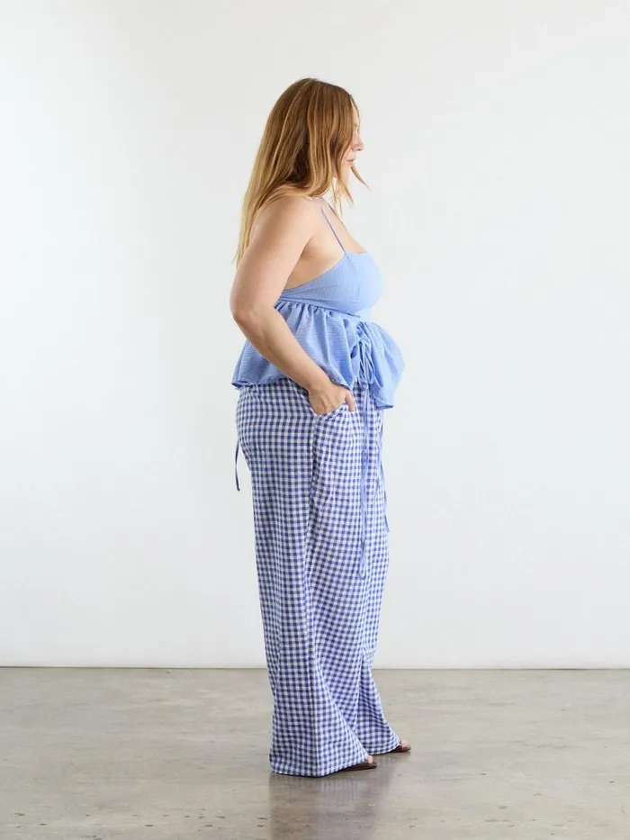 Women The Perfect Pant Blue Gingham Lisa Says Gah Bottoms