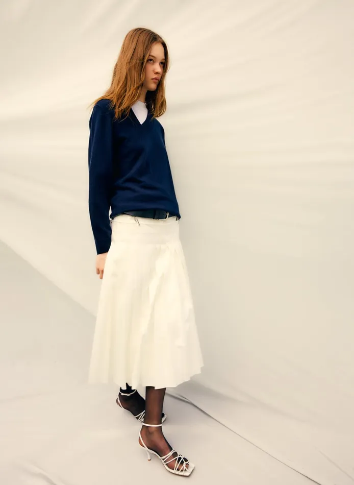 Women Tibi Skirts Chino Convertible Pleated Skirt