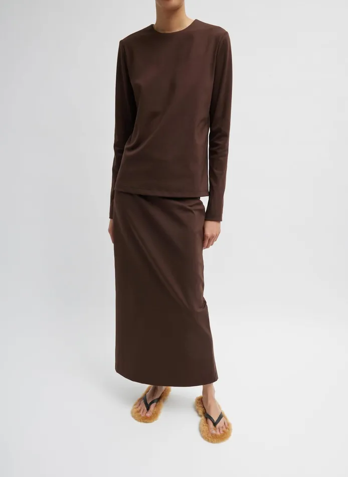 Women Tibi Tops Compact Ultra Stretch Knit Long Sleeve Slim Top