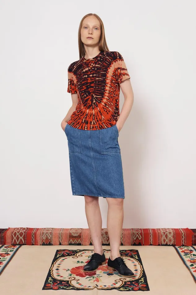 Women Tomato And Navy Boy Tee Raquel Allegra Tops