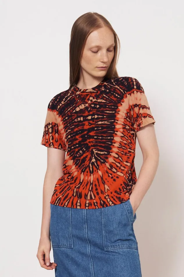 Women Tomato And Navy Boy Tee Raquel Allegra Tops Women Tomato And Navy Boy Tee Raquel Allegra Tops