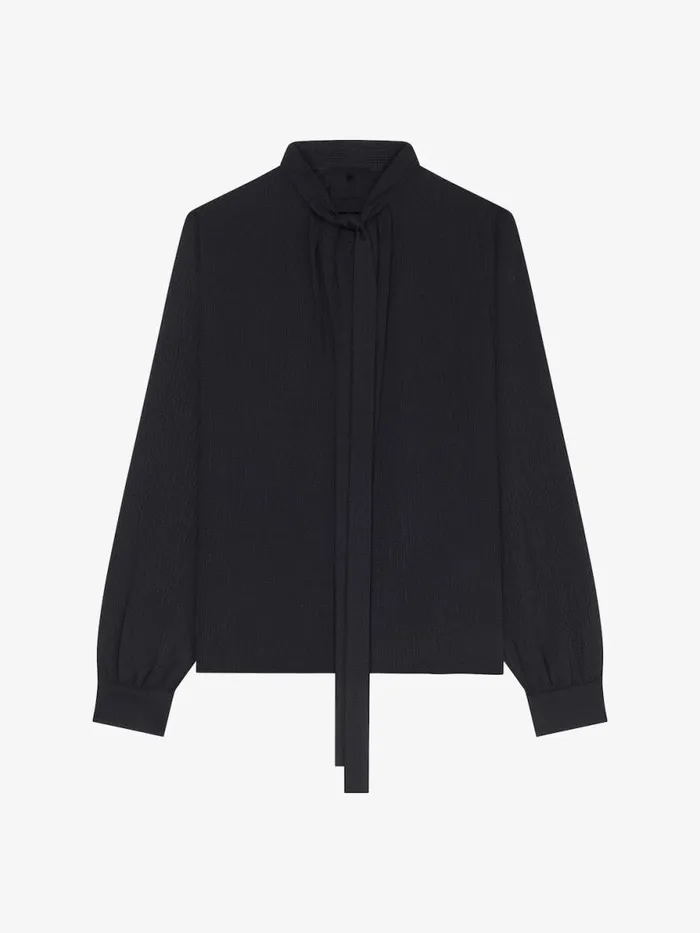 Women Tops and Shirts Givenchy Blouse In 4G Silk With Lavalliere Black