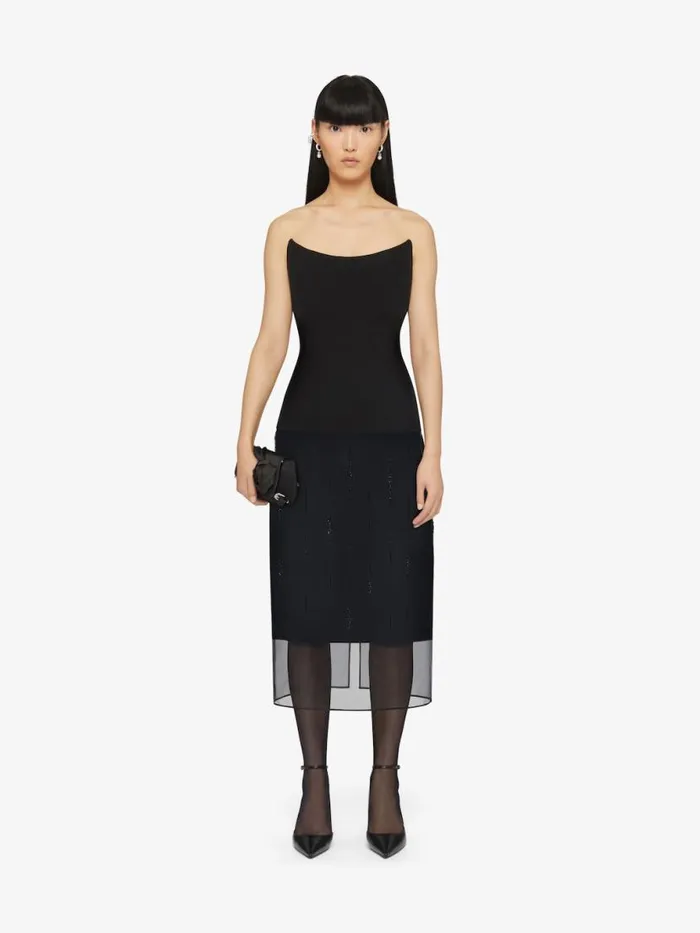 Women Tops and Shirts Givenchy Corset Bustier Top In Crepe And Satin Black