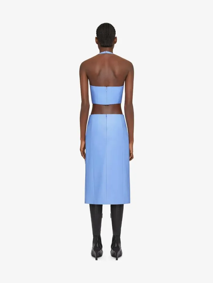 Women Tops and Shirts Givenchy Cropped Top In Leather With Embroidered Stones Cornflower