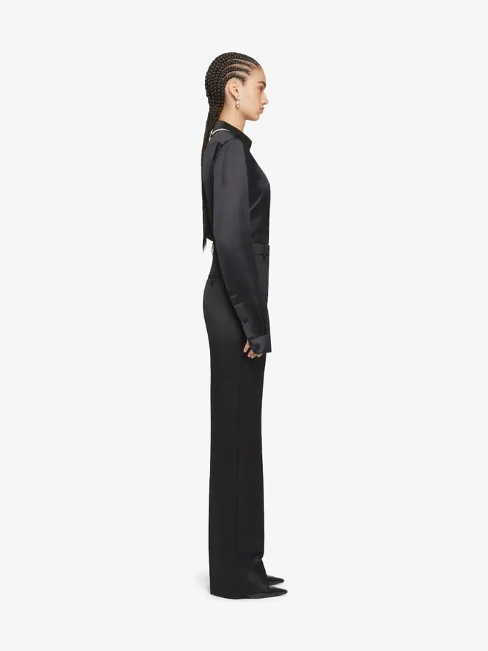 Women Tops and Shirts Givenchy Shirt In Satin Silk With Embroidered Pearls Black