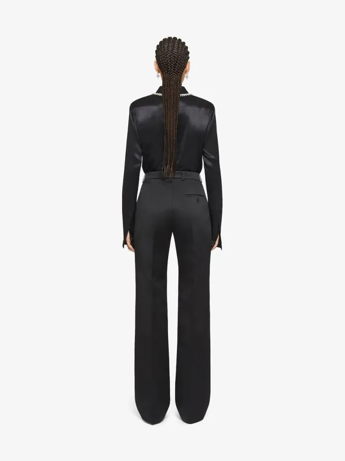 Women Tops and Shirts Givenchy Shirt In Satin Silk With Embroidered Pearls Black