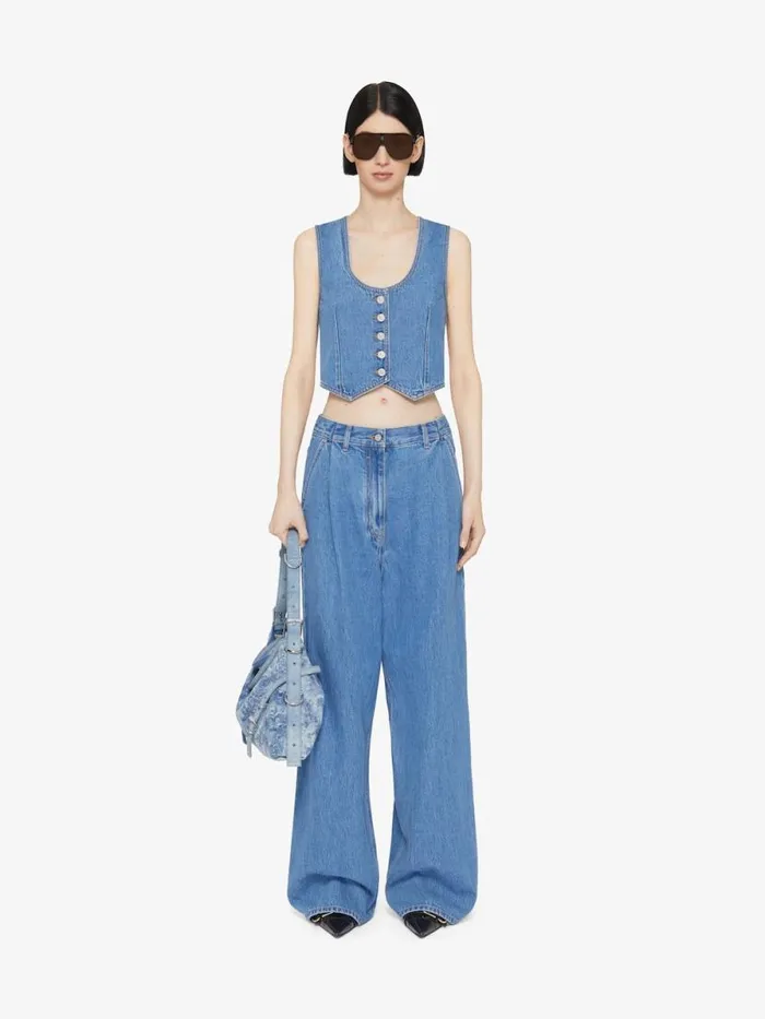 Women Tops and Shirts Givenchy Voyou Waistcoat In Denim Deep Blue
