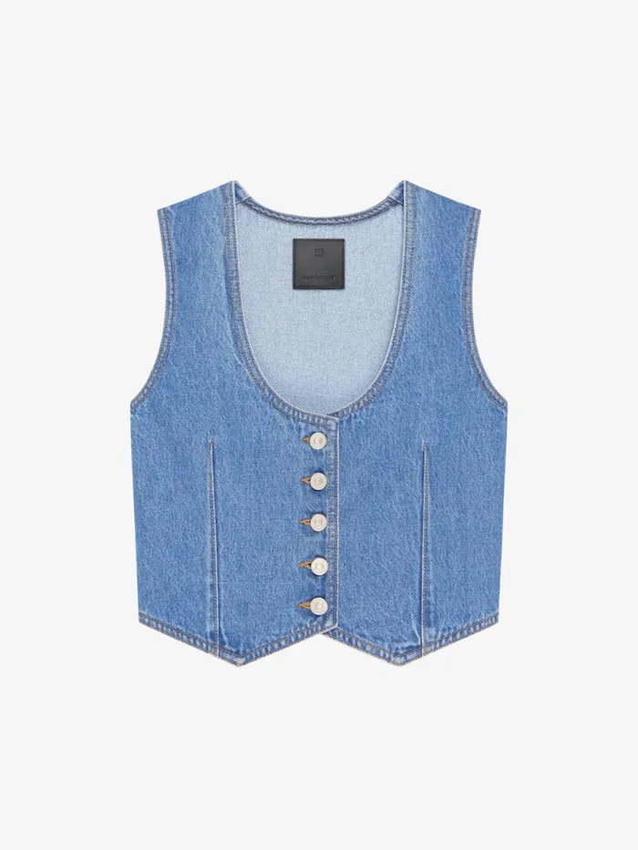 Women Tops and Shirts Givenchy Voyou Waistcoat In Denim Deep Blue