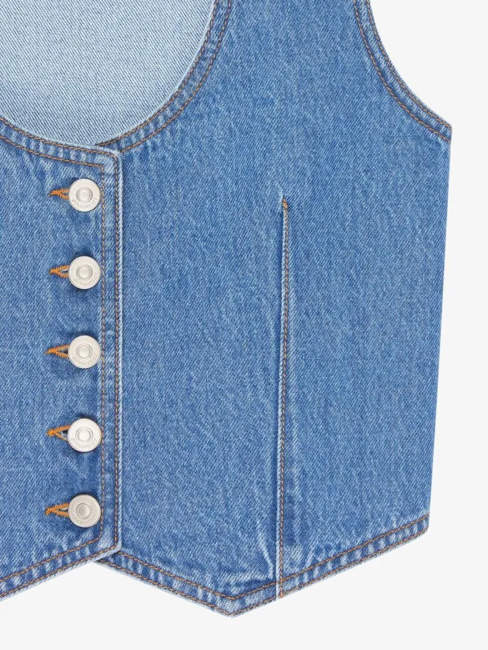 Women Tops and Shirts Givenchy Voyou Waistcoat In Denim Deep Blue