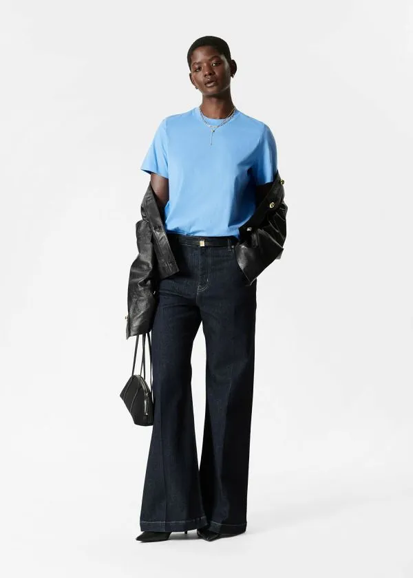 Women Tops and Tshirts and Other Stories Crewneck TShirt Mid Blue