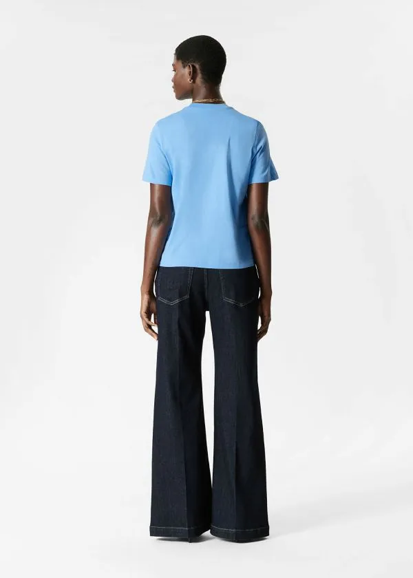 Women Tops and Tshirts and Other Stories Crewneck TShirt Mid Blue