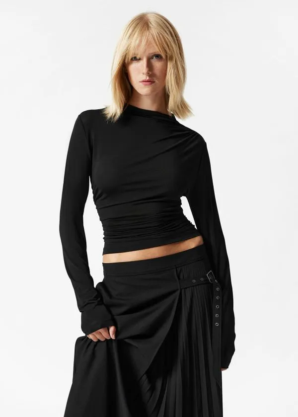 Women Tops and Tshirts and Other Stories Draped Top Black