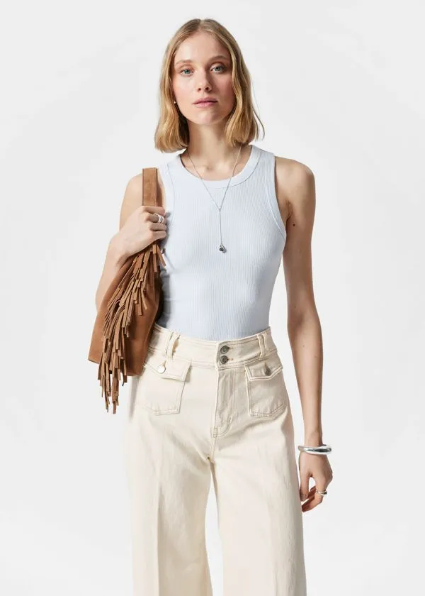 Women Tops and Tshirts and Other Stories Fitted Tank Top Light Blue