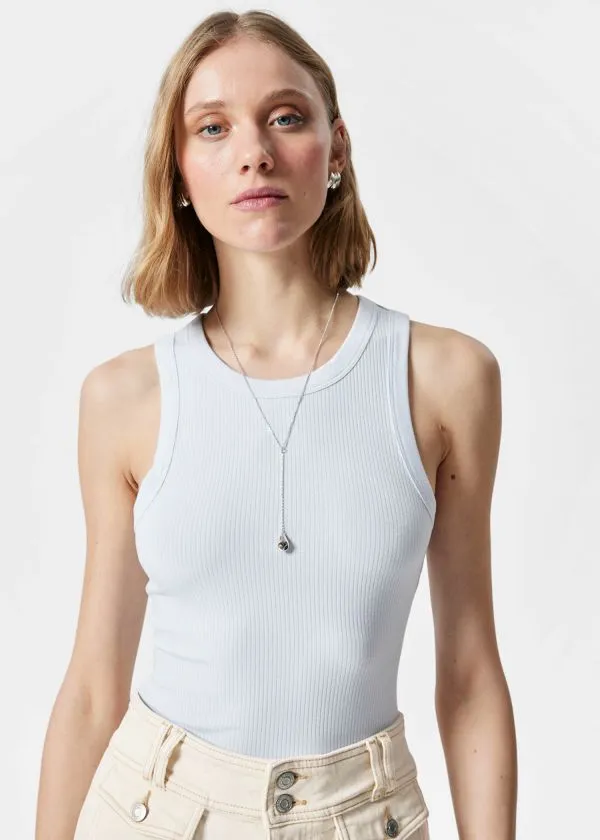 Women Tops and Tshirts and Other Stories Fitted Tank Top Light Blue