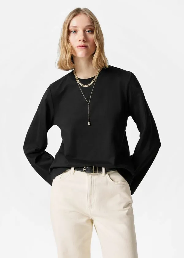 Women Tops and Tshirts and Other Stories Jersey Top Black